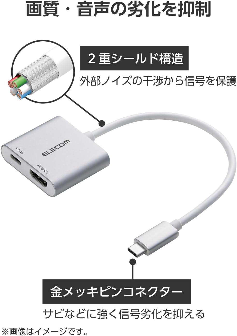 Thumbnail 6 de エレコム ECAD-CHDMI100SV USB Type-C HDMI変換アダプター 4K/60Hz・PD 100W対応