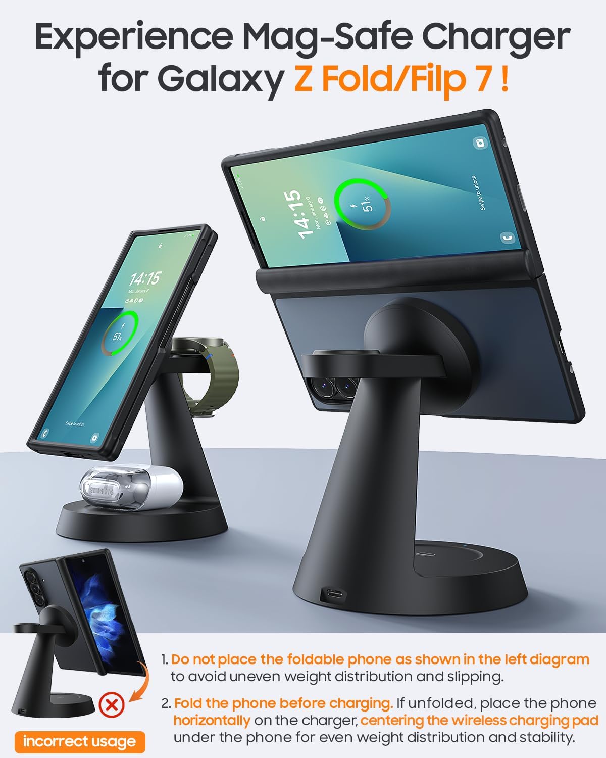 Thumbnail 1 de Magnetic Wireless Charger for Samsung 3-in-1