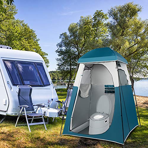 Thumbnail 8 de Bonnlo Toilettes de camping portable avec seau amovible — siège, couvercle et support de papier toilette