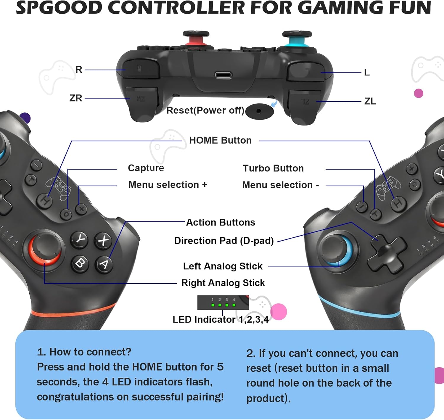 Thumbnail 1 de SPGOOD Wireless Controller 550 mAh