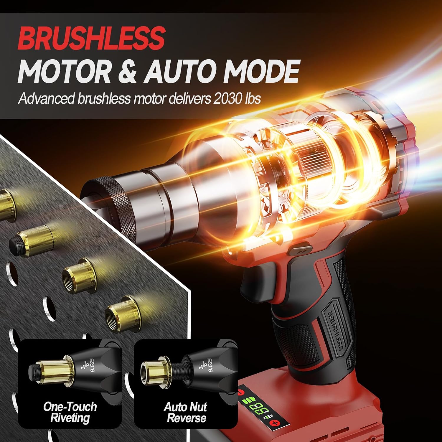 Detalle de Cordless Rivet Nut Gun with Milwaukee 18V Compatibility (Tool Only)
