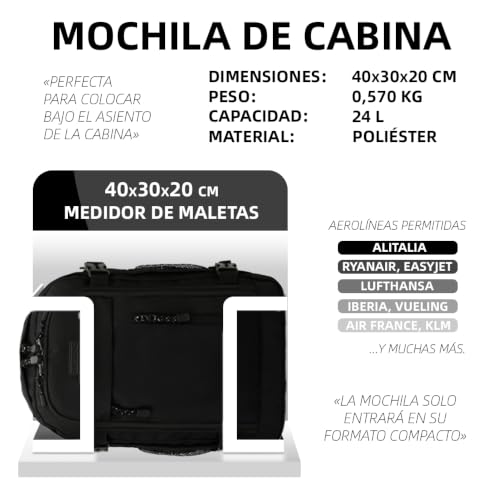 Thumbnail 2 de Mochila de cabina RAYKONG 24L 40x30x20 cm para Ryanair, impermeable y resistente