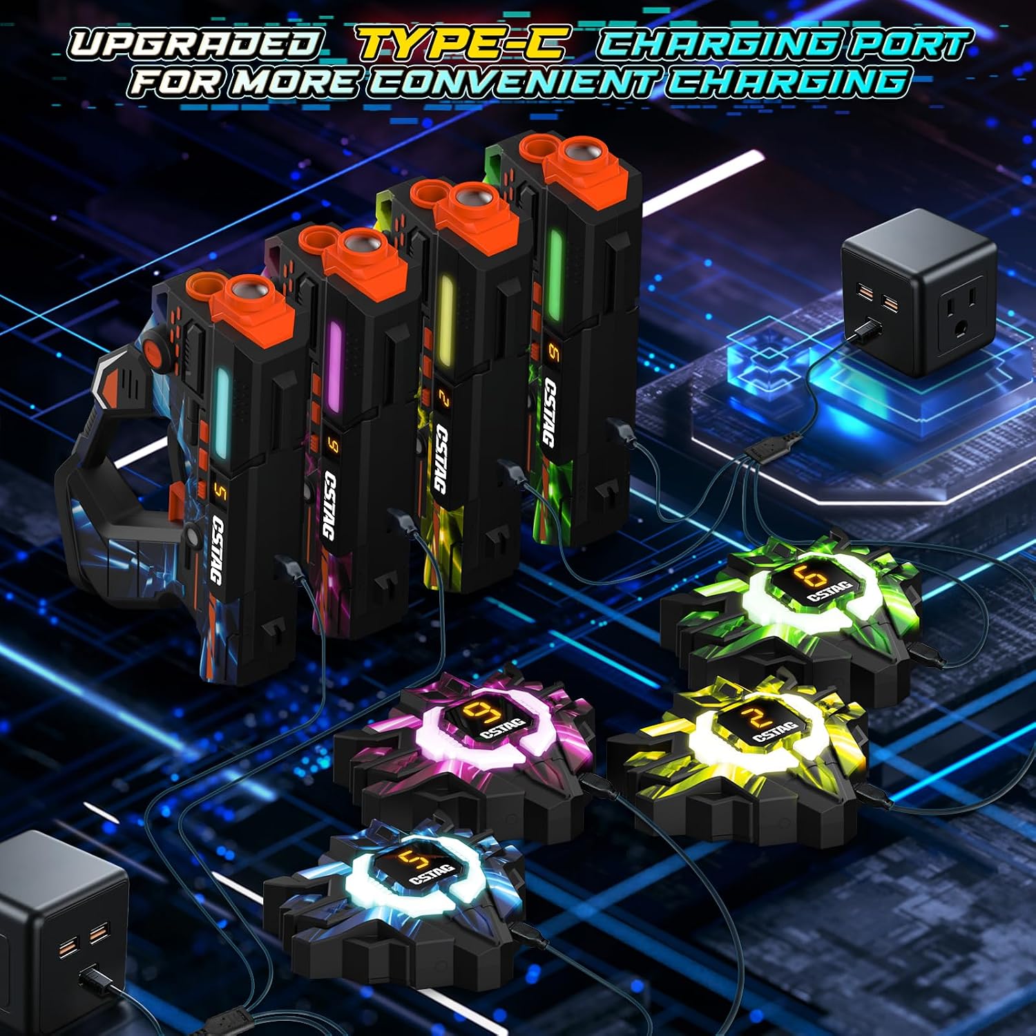 Thumbnail 5 de VATOS Rechargeable Laser Tag Set of 4 Players (360° sensors, 2.4GHz, Type-C charging)