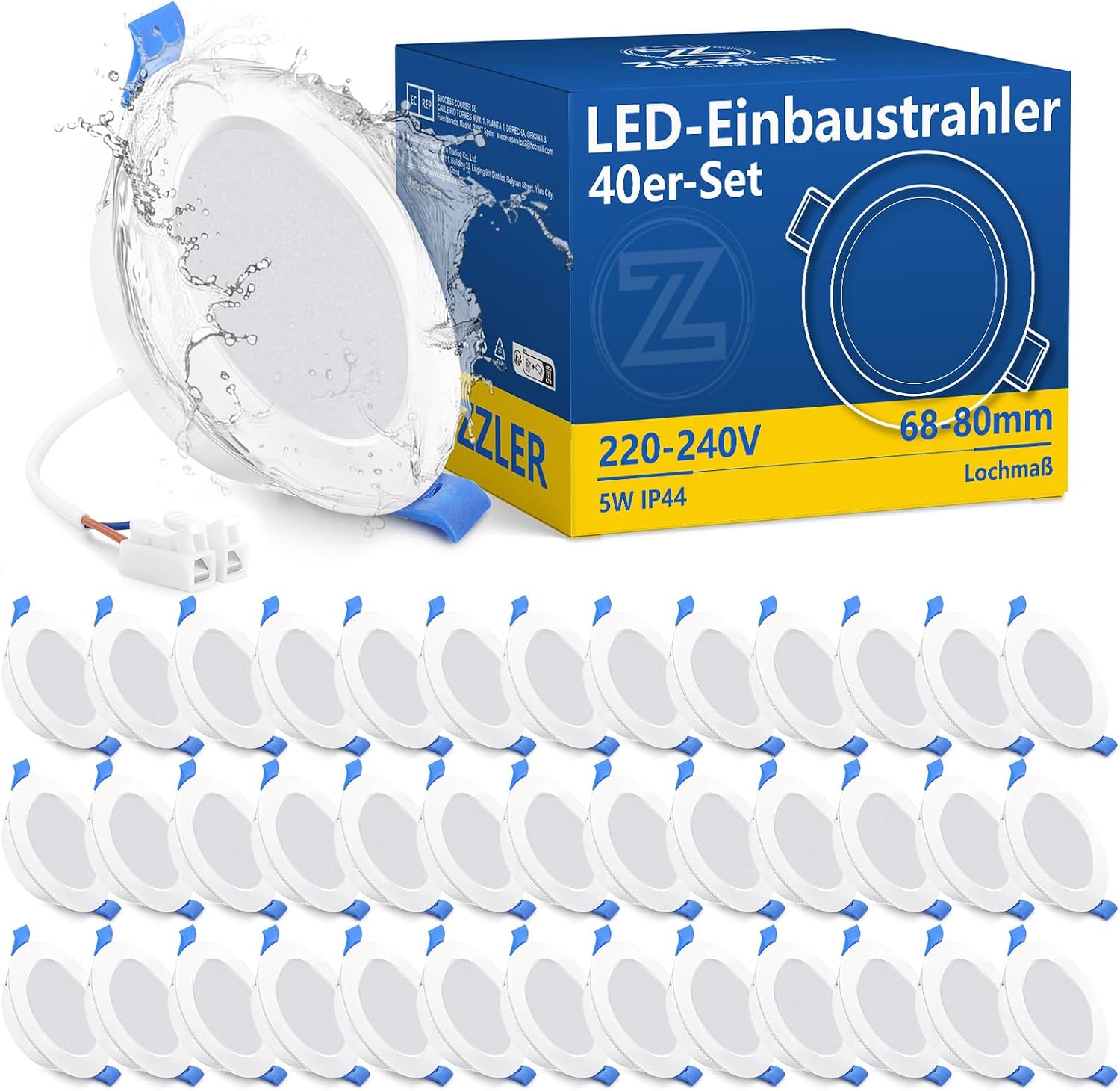 Detalle de ZIZZLER 40er LED Einbaustrahler Set