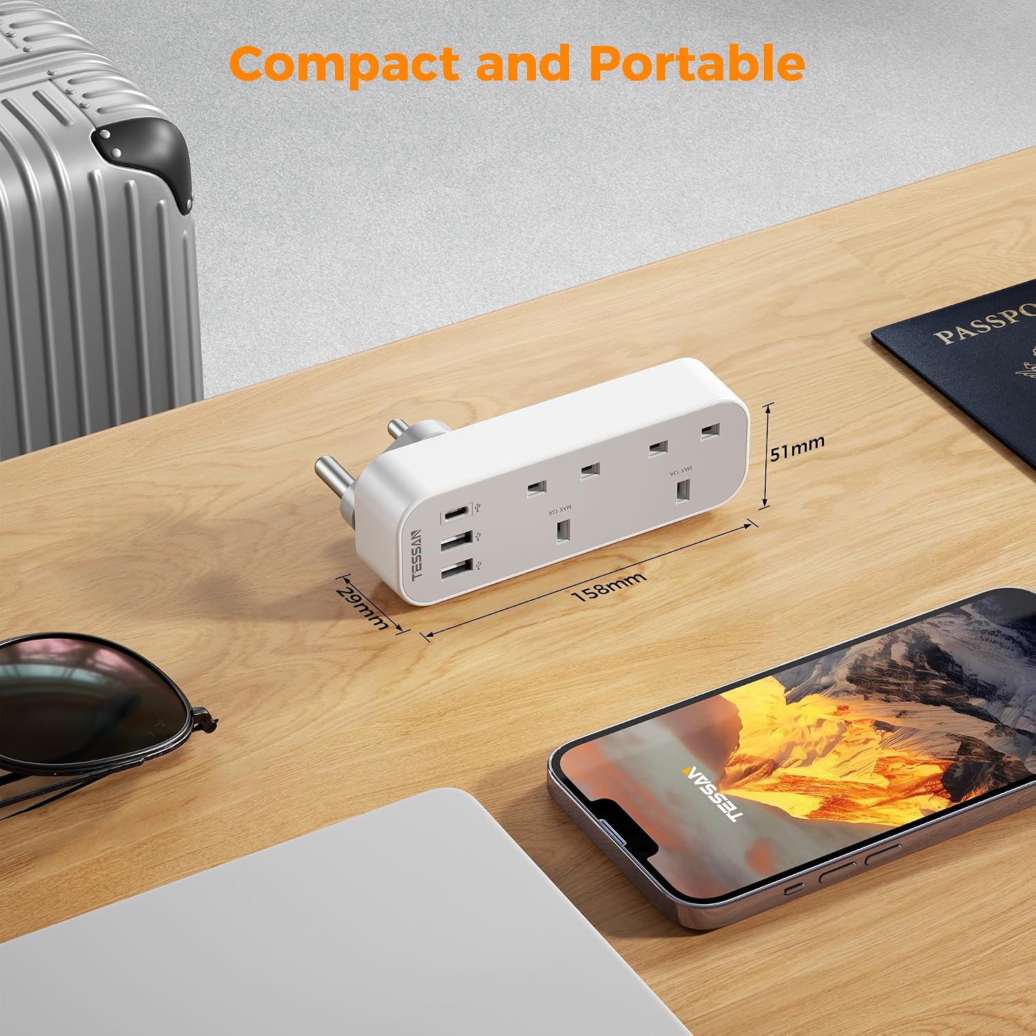 Thumbnail 5 de TESSAN UK to South Africa Type M adapter 3 USB