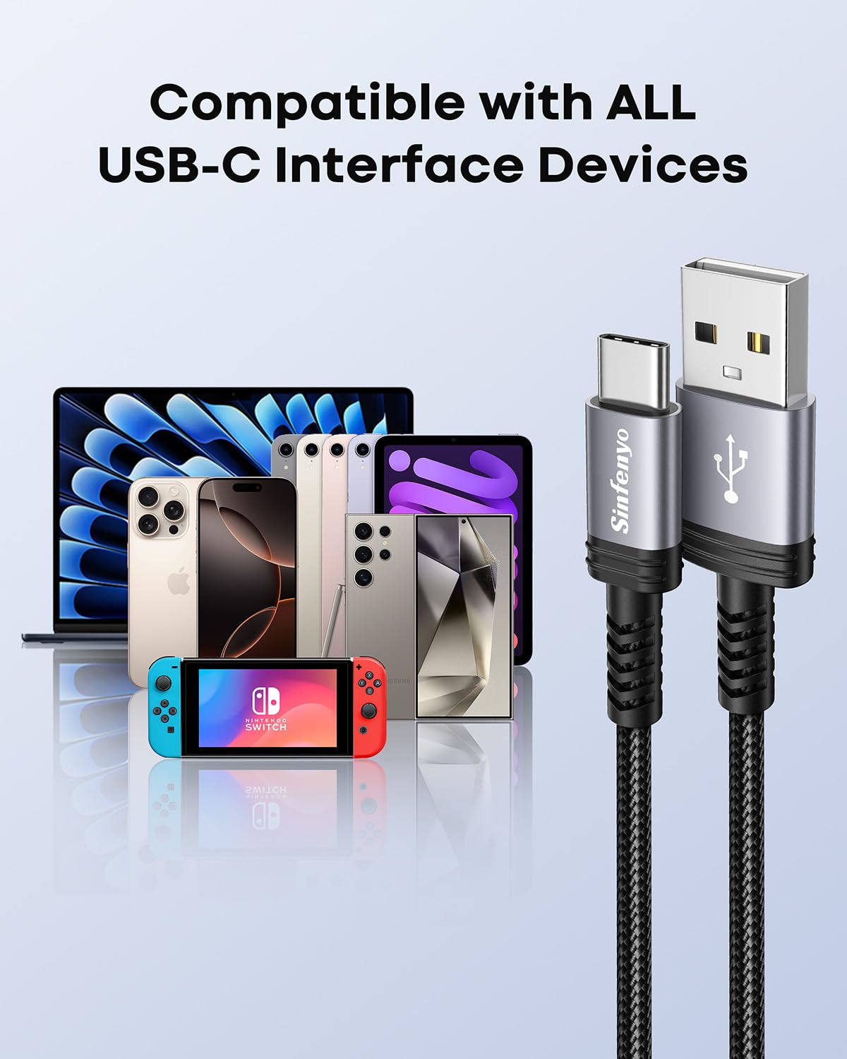 Thumbnail 6 de USB-C Charger Cable 2M – Braided USB-A to USB-C Fast Charging Lead