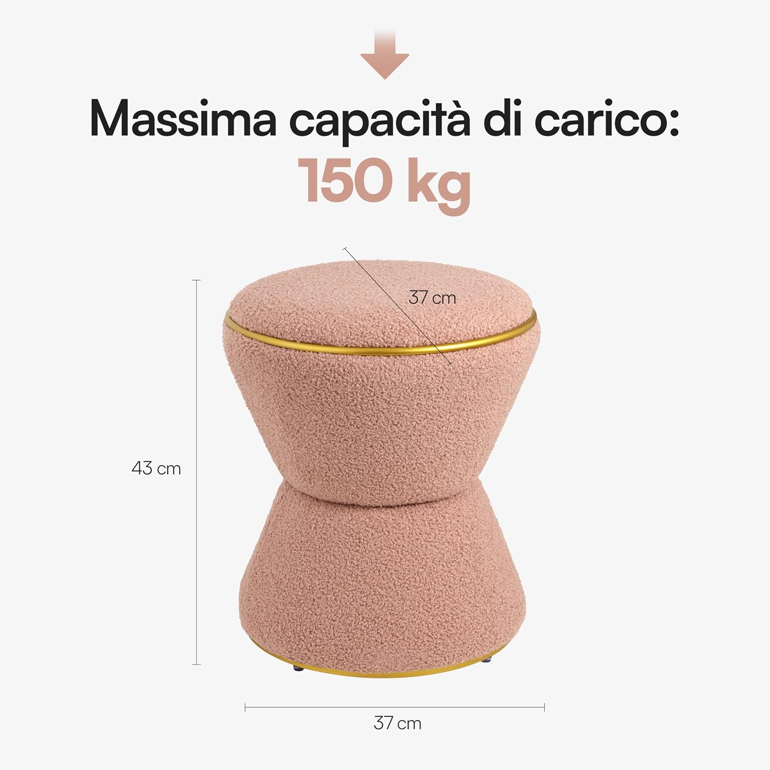 Detalle de Baroni Home Pouf Poggiapiedi Sherpa 37x37x43 cm