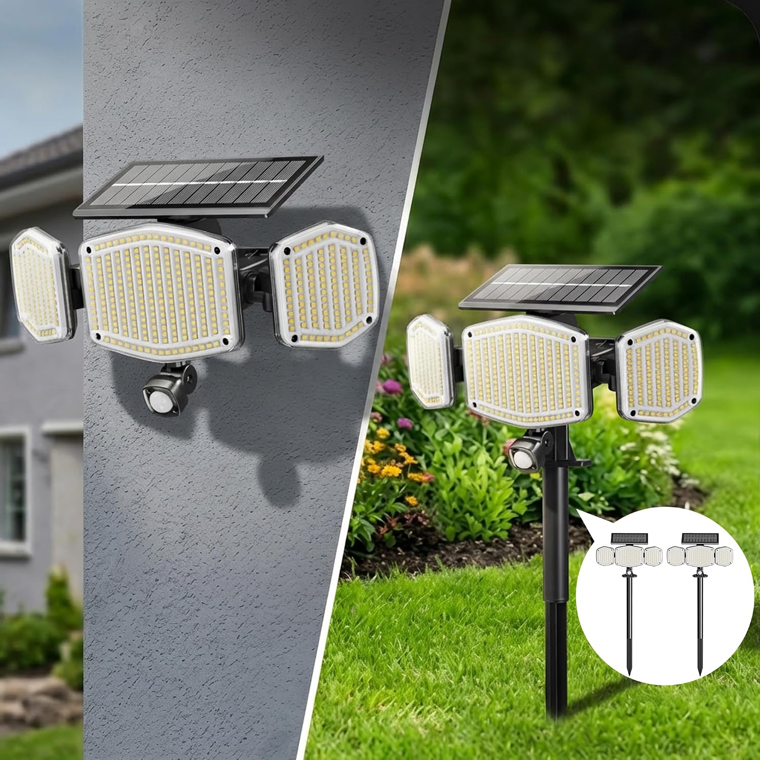 Thumbnail 1 de ARTINABS Luci Solari Esterno 426 LED – Faretto solare 270° IP65, 3 modalità, sensore di movimento, 6500K, 2 pezzi