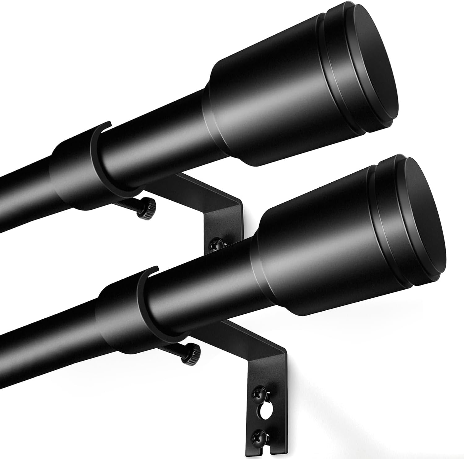 5/8 Inch Adjustable Curtain Rods (2 Pack) – 30-90 Inches, Black
