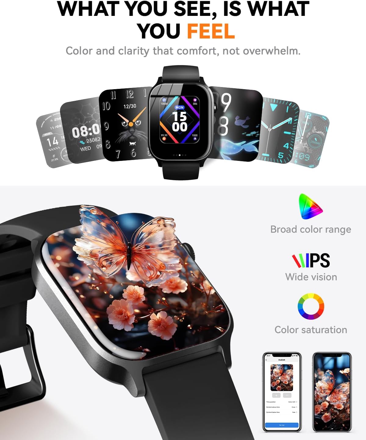 Detalle de Smart Watch for Men Women (Classic Black, 1.83) – Bluetooth calling, IP68 fitness tracking & sleep