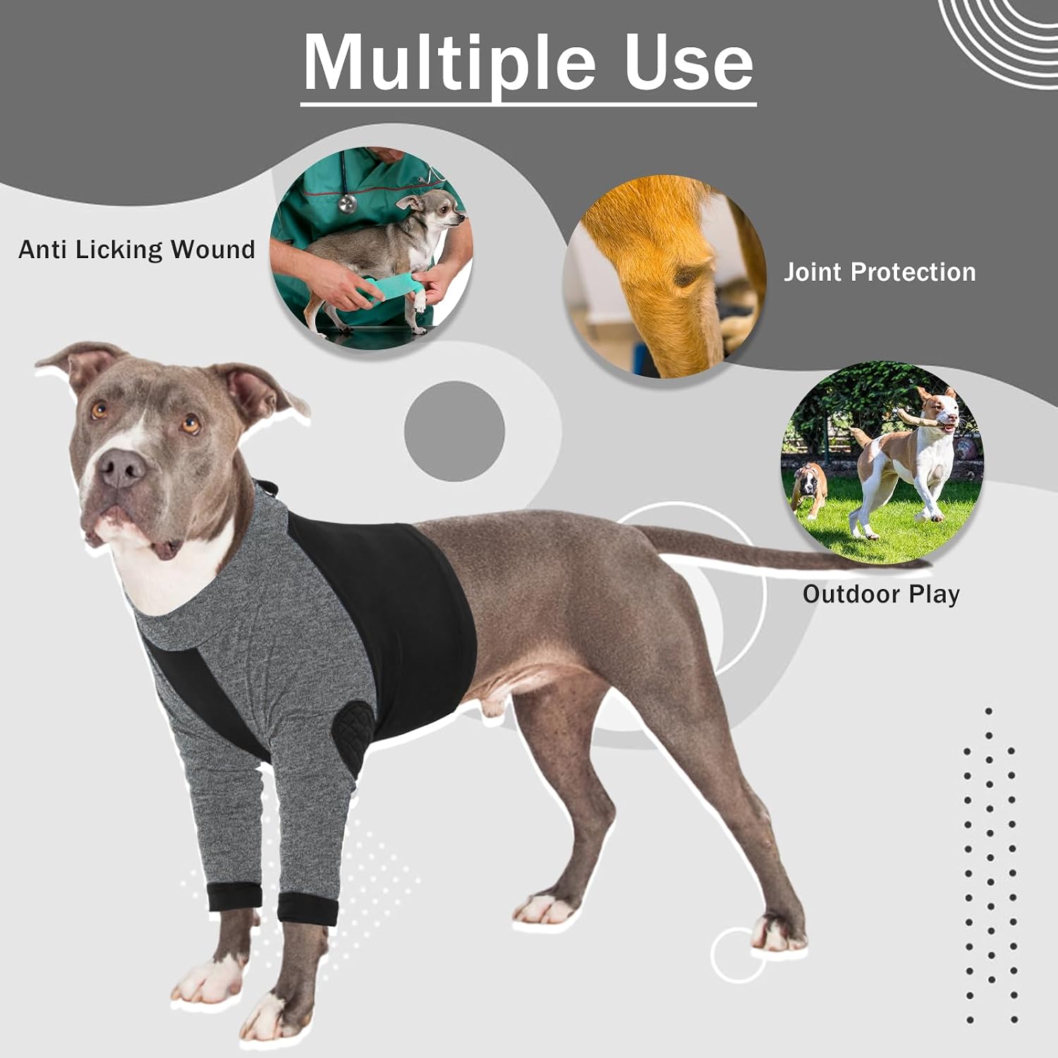 Detalle de LeLePet Dog Surgical Bodysuit: Front Leg Recovery Wear for Wound Protection