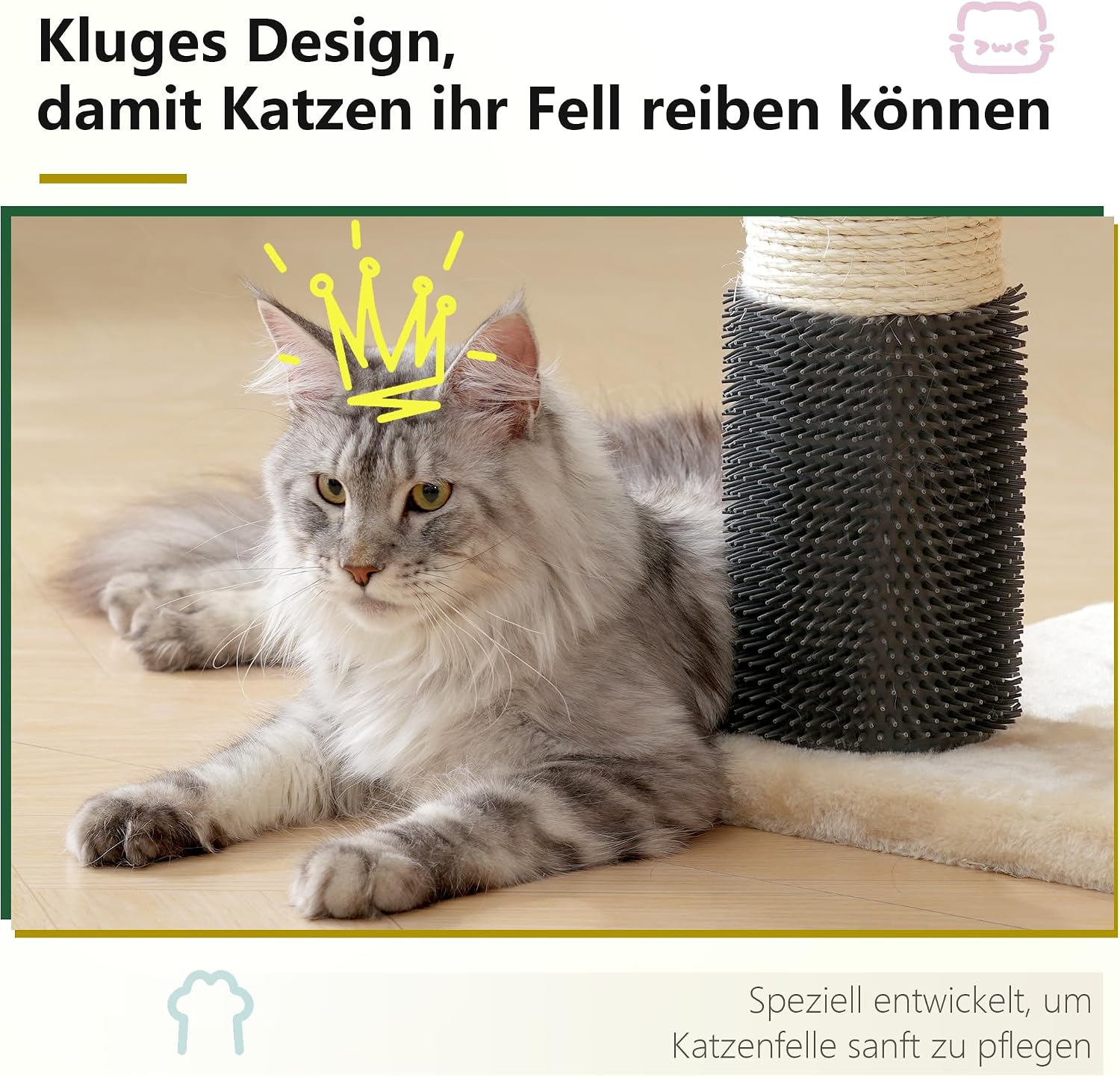 Detalle 2 de Hey-brother XXL Kratzbaum für Maine Coon, 168 cm – XXL-Hängematte, 11 cm Sisalpfosten, beige