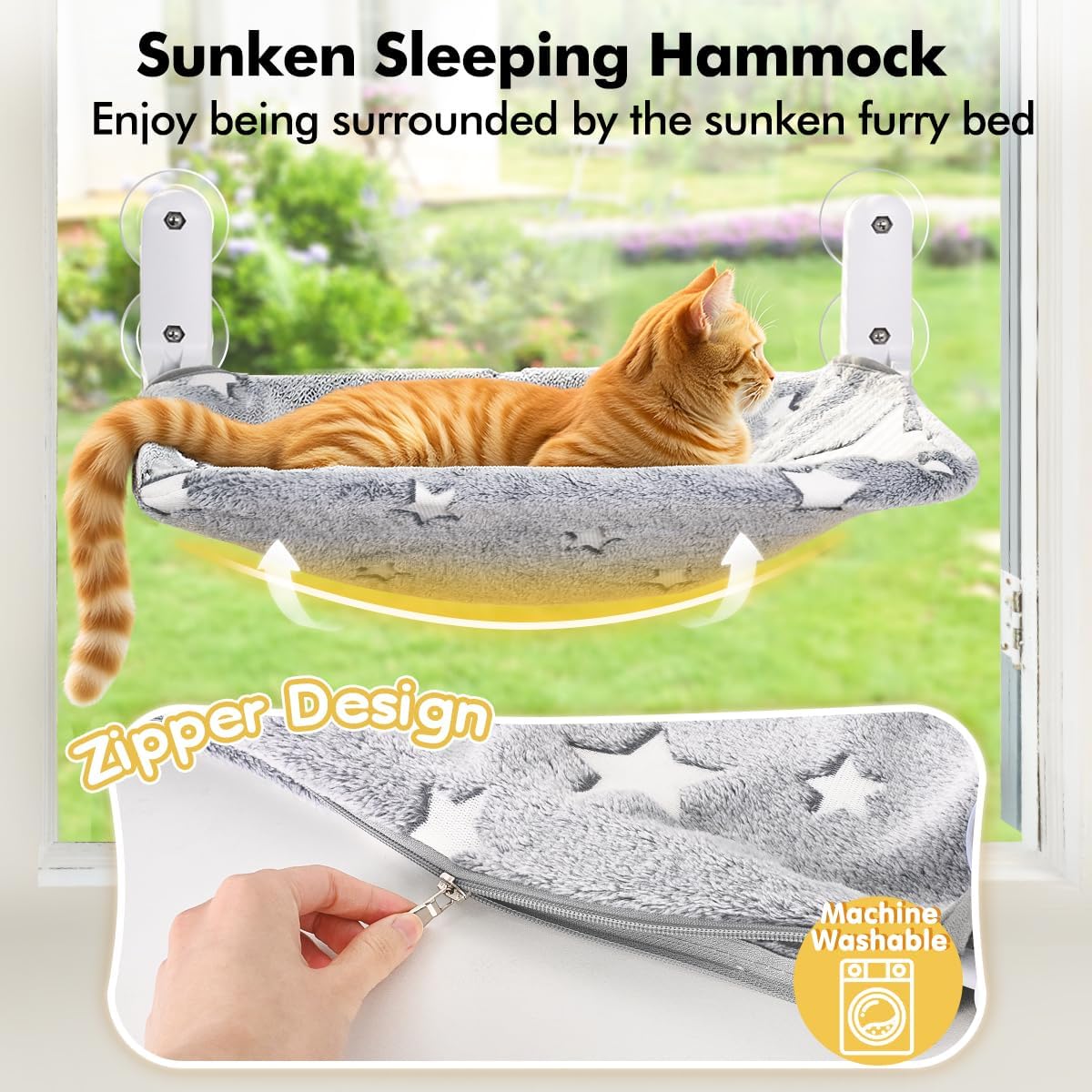 Detalle 2 de Zoratoo 2PC-S58 Cat Window Perch Set, Glow-in-the-Dark, Foldable
