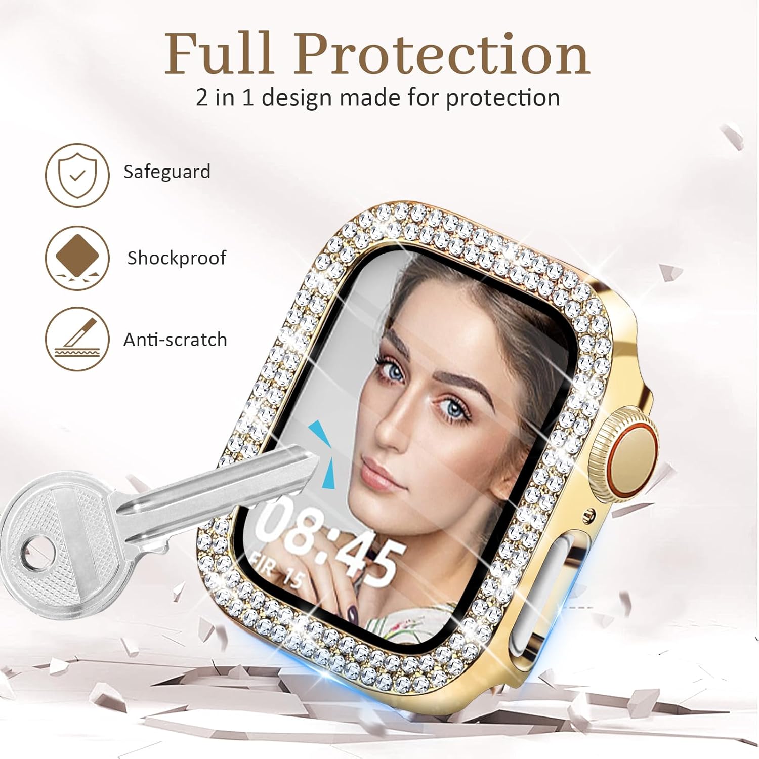 Thumbnail 4 de Newlibery Bling Watch Case with HD Screen Protector for Apple Watch 40mm (Gold)