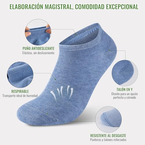 Thumbnail 8 de Effeet: Pack de 10 pares de calcetines tobilleros de bambú para hombre y mujer (43–46) – transpirables y antiolor