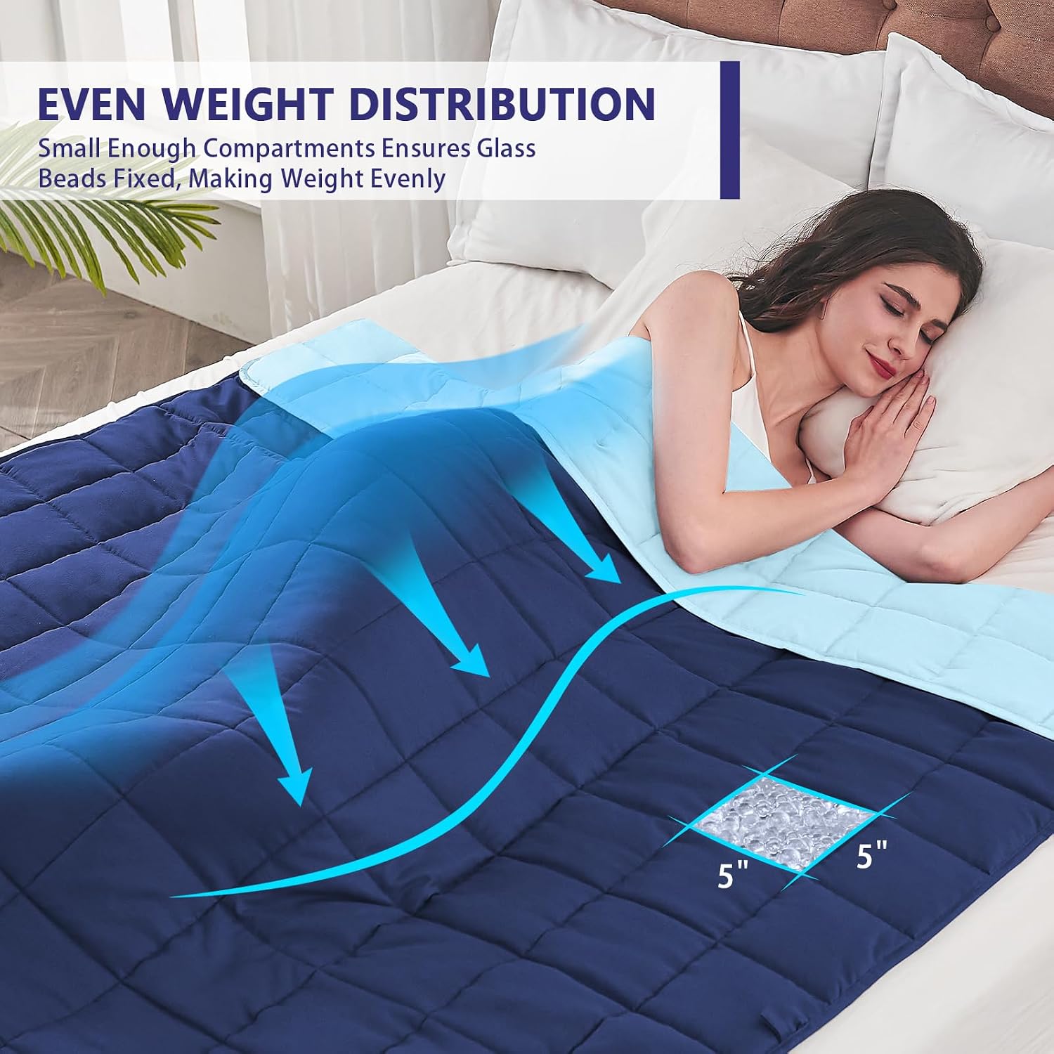 Thumbnail 6 de Weighted Blanket 20 lb Queen size cooling navy đź’™