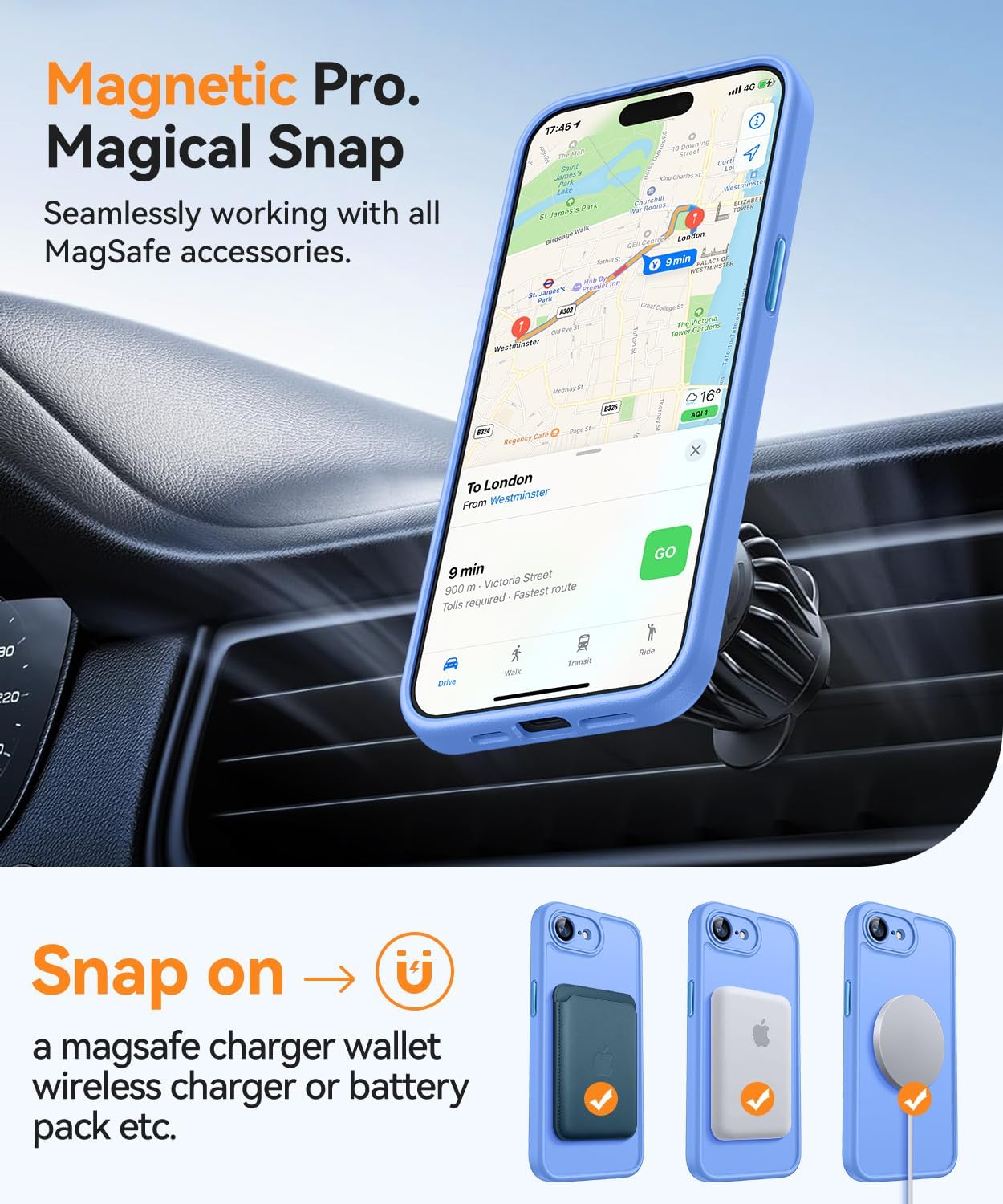 Detalle 2 de CANSHN iPhone 16e Case with MagSafe, Translucent Light Blue