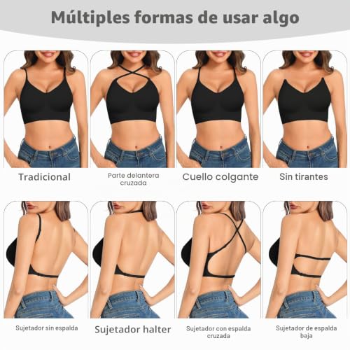 Thumbnail 3 de Crewhpo Sujetador Básico sin Aros con Tirantes Ajustables para Mujer