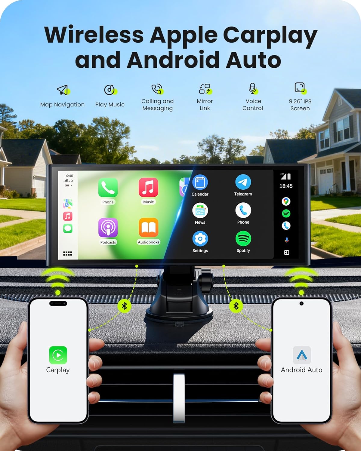 Thumbnail 1 de AVAETT 9.26" Wireless CarPlay Screen: Portable Car Tablet with Backup Camera & OTA Updates