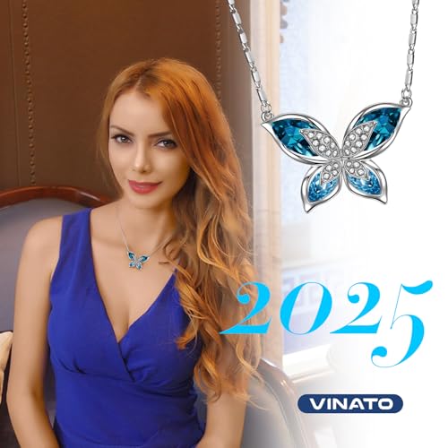 Thumbnail 4 de VINATO Collana donna farfalla cristallo blu