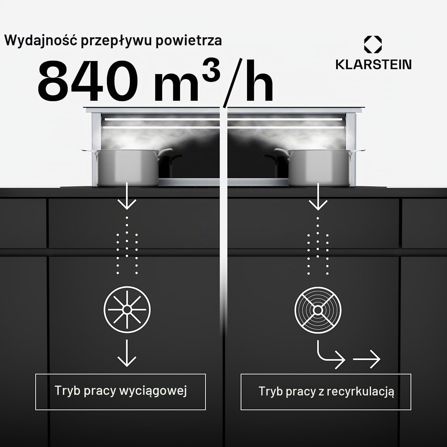 Detalle de Klarstein Royal Flush Eco – okap ścienny z LED w 9 kolorach, klasa A++