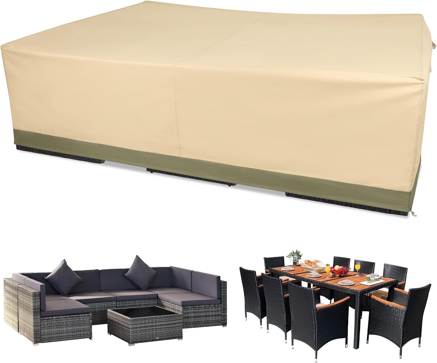 Detalle de BPS A484-PKIGN-CAFL0 Patio Furniture Cover, 600D Waterproof and Anti-UV