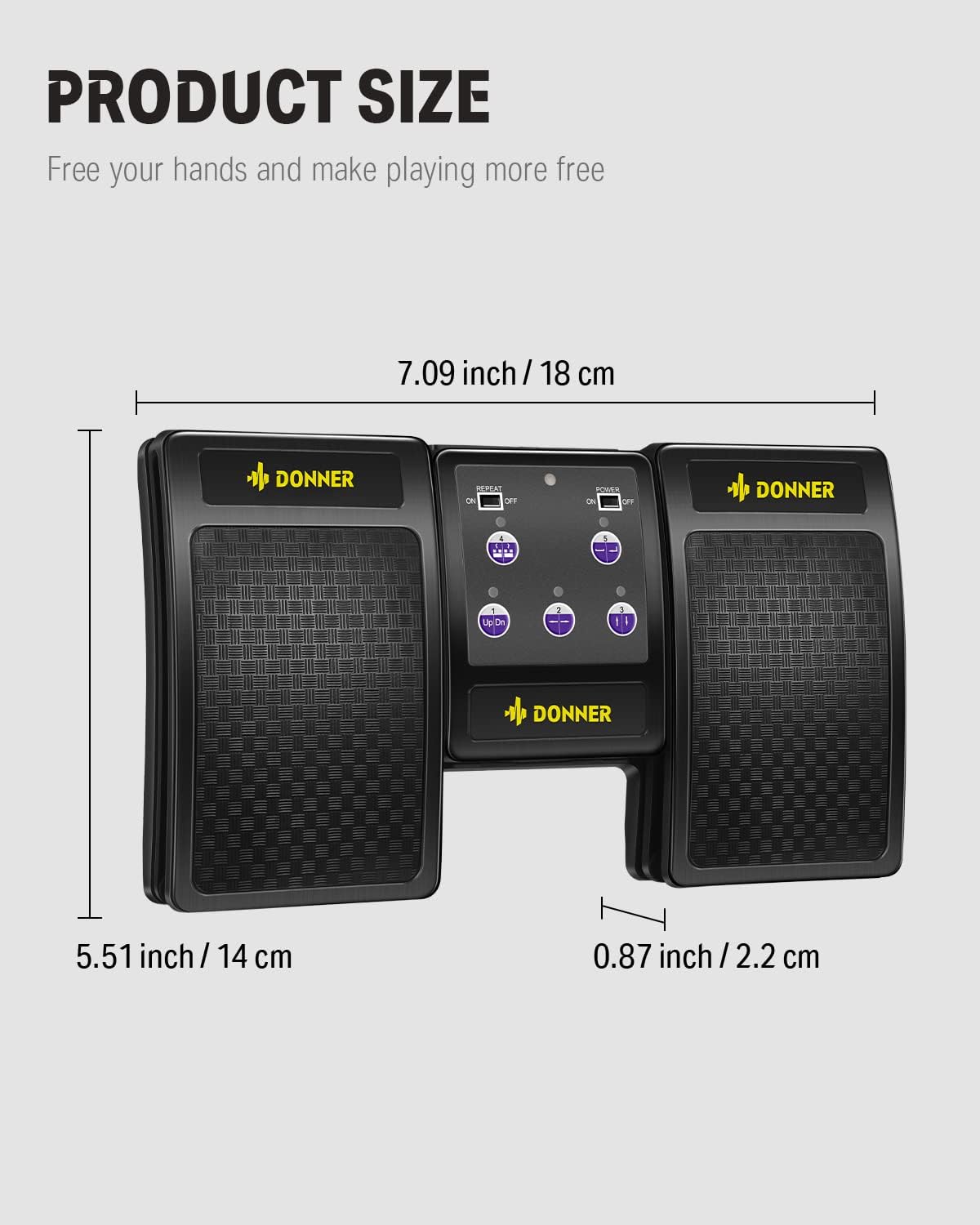 Detalle de Donner EC974 Wireless Bluetooth Page Turner Pedal, Rechargeable, 5 Modes