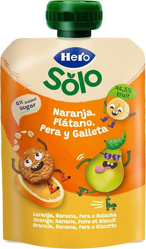 Hero Baby Mi Fruta Bolsitas de Fruta y Galleta 🍊🍌👶 Pack 18