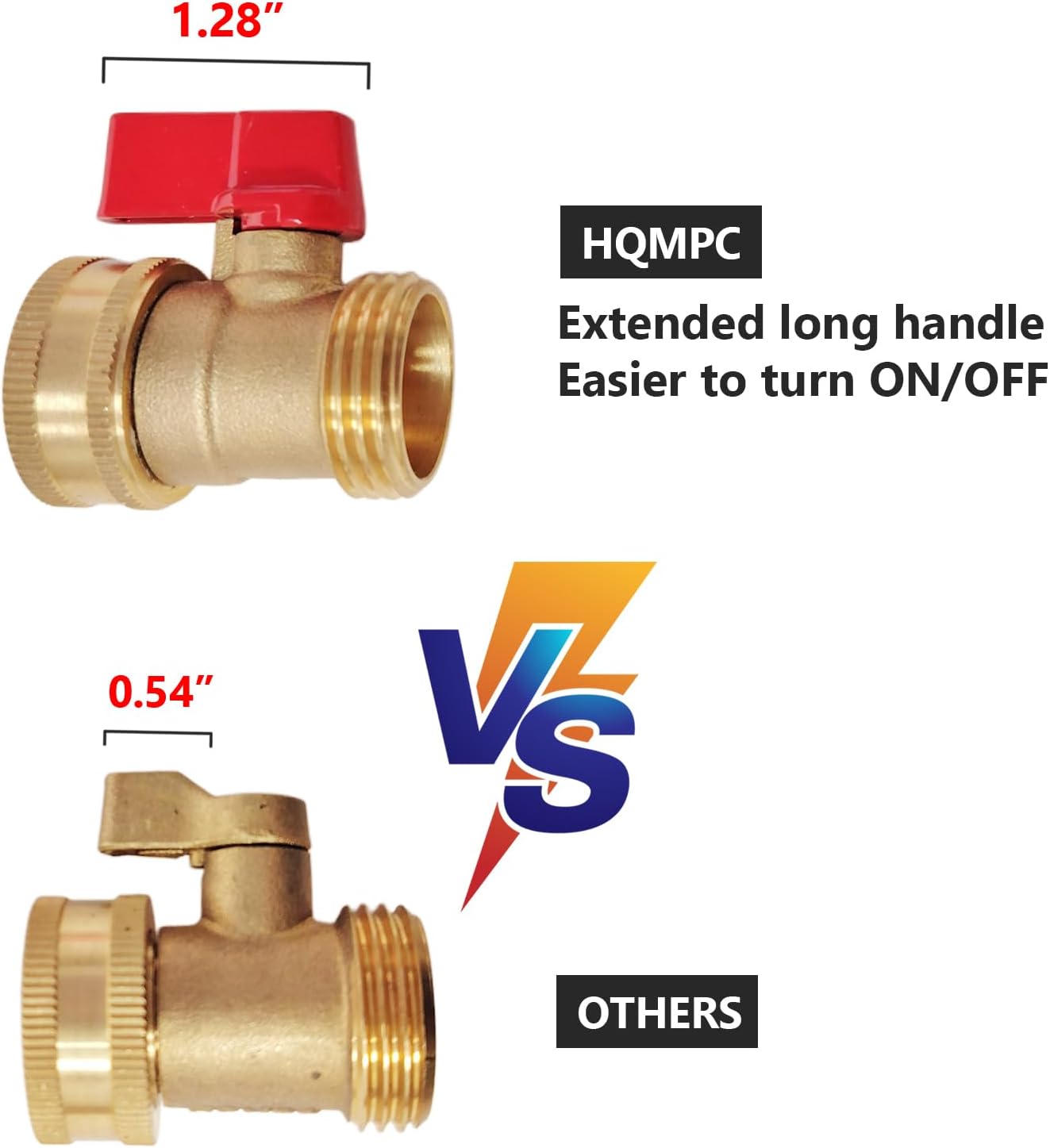 Detalle 2 de HQMPC HQ-NREDV 01 Brass Garden Hose Shutoff Valves, 2-Pack with Washers