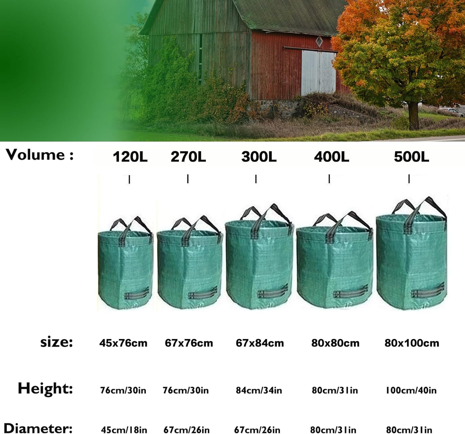 Thumbnail 2 de ZUCKLIGHT Heavy Duty Garden Waste Bags 120 Litre – 3 Reusable Builders Bags with Handles (Green)
