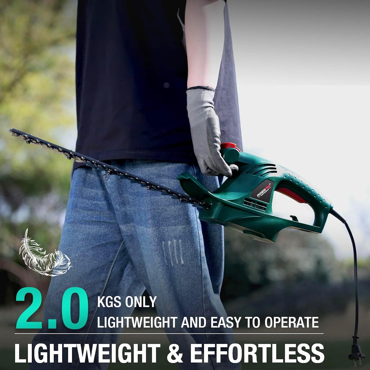 Detalle 1 de POSENPRO PGHT450 – elektryczne nożyce do żywopłotu 450 W, ostrze 450 mm