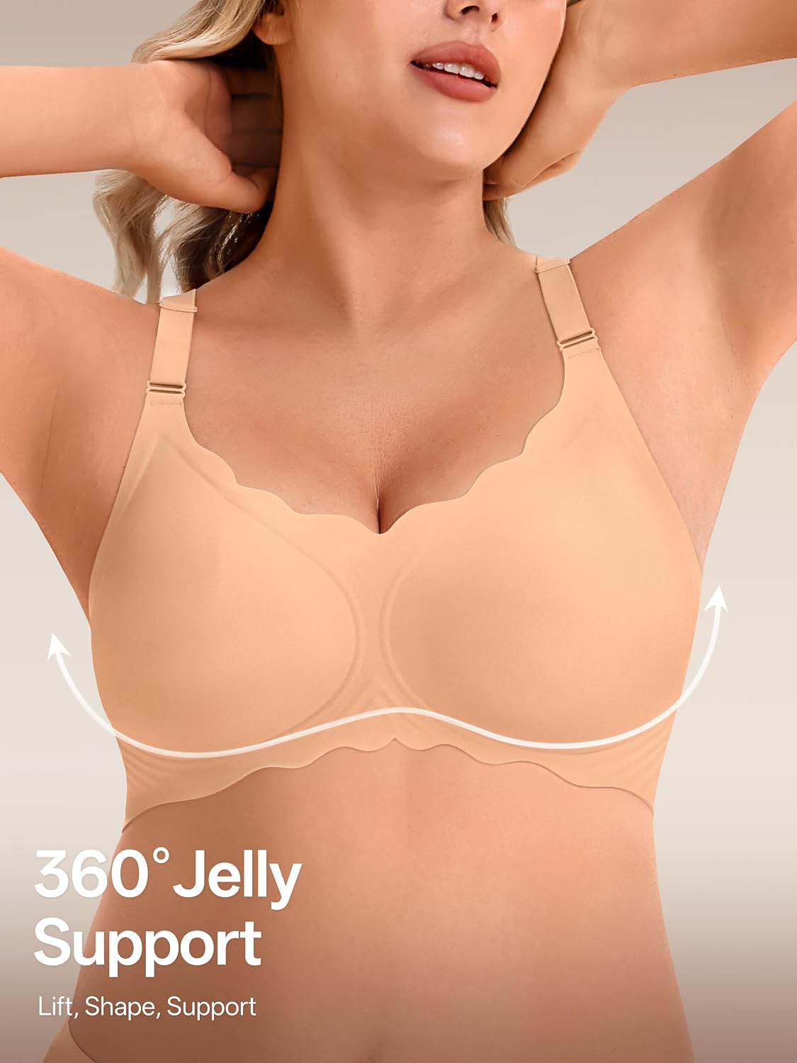 Detalle de Angelhood Seamless Jelly Push Up Wireless Bra (V-Neck, No Underwire)