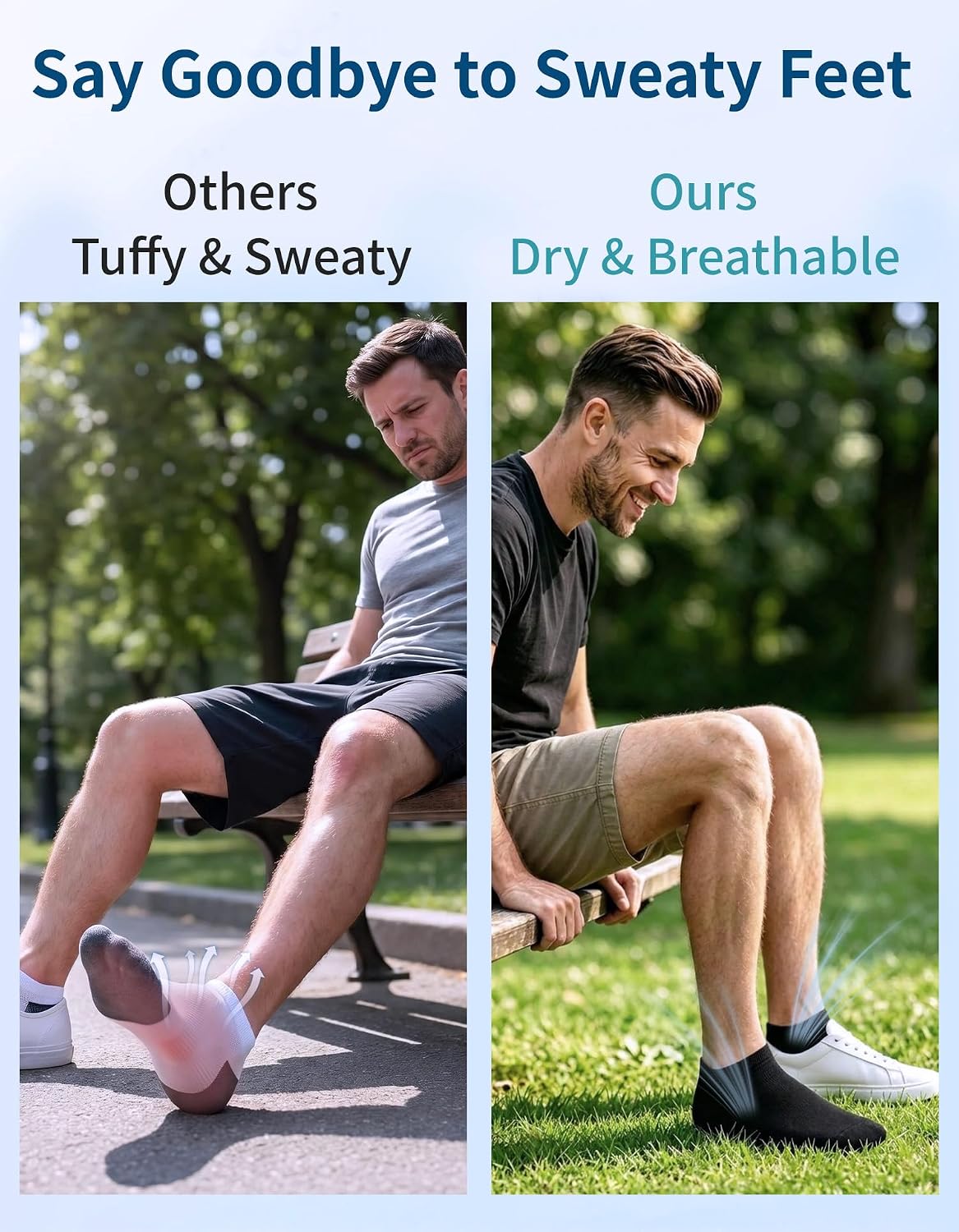 Detalle 2 de CLOSEMATE 6 Pairs Bamboo Viscose Trainer Ankle Socks – Breathable, Non-Slip & Reinforced
