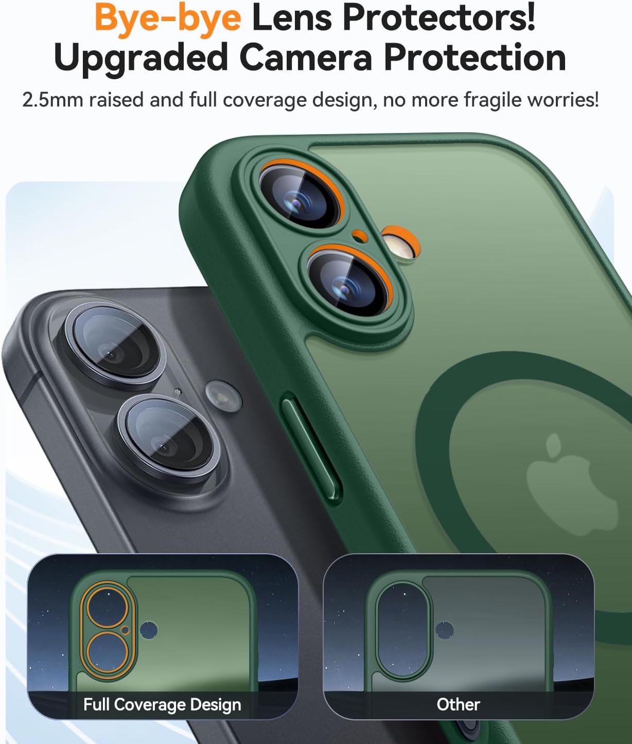 Thumbnail 2 de CANSHN Coque Magnétique pour iPhone 16 (6,1") – Vert Foncé, protection caméra renforcée et finition mate
