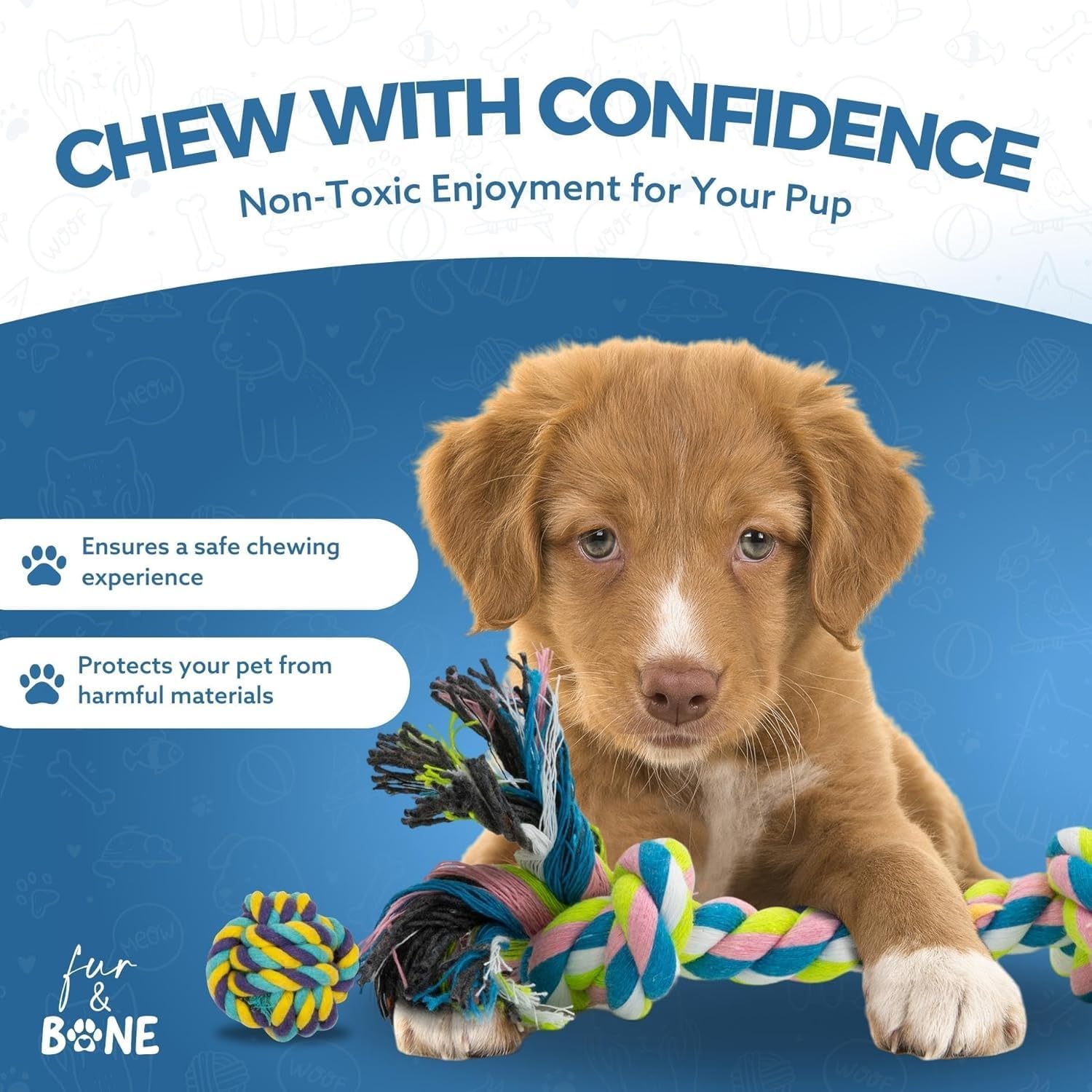 Thumbnail 4 de Fur & Bone Dog Chew Toys (10-Pack) – Puppy Teething & Interactive Set