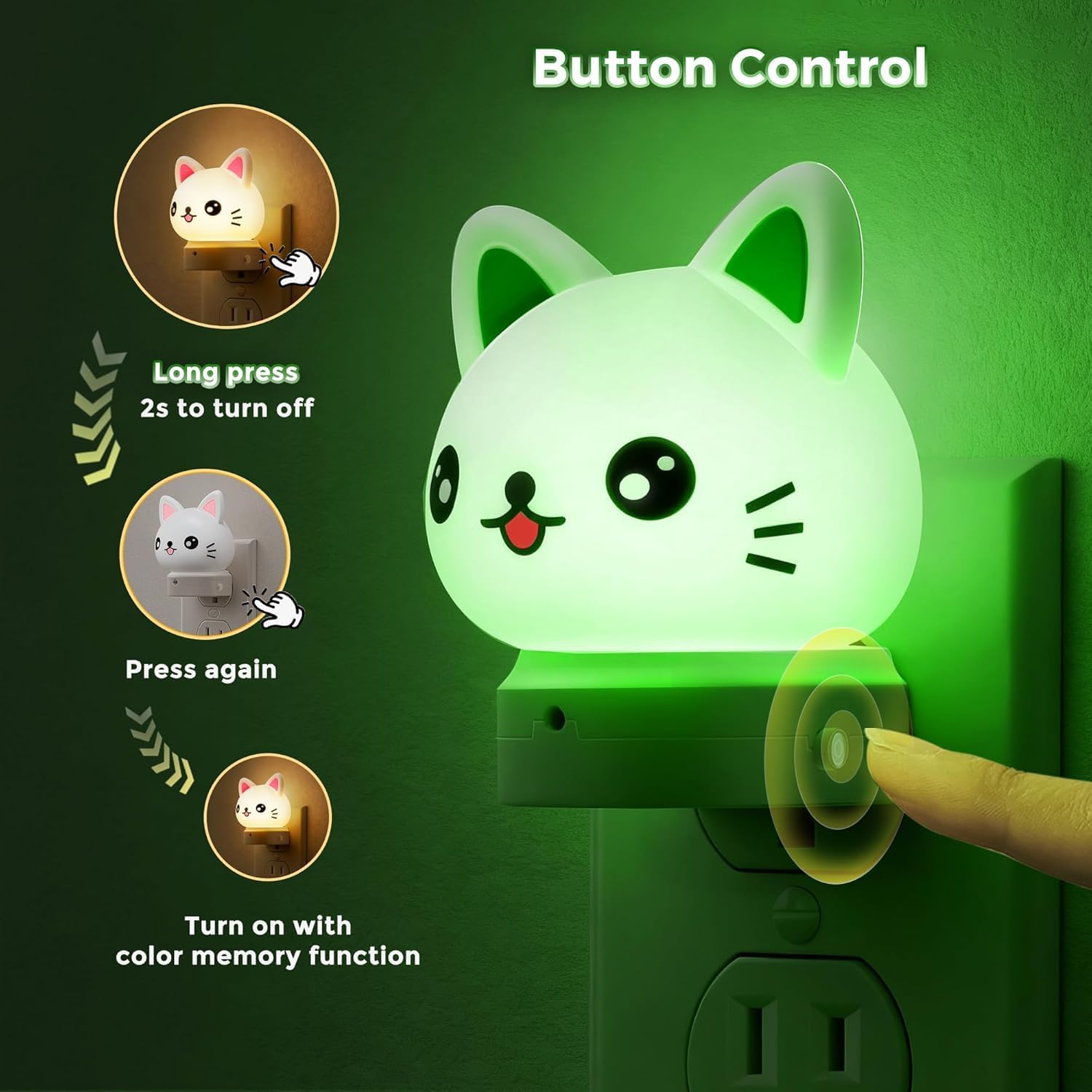 Detalle 2 de L LOHAS LED GY101 Cat Plug-In Night Light with RGB Modes and Dusk-to-Dawn Sensor