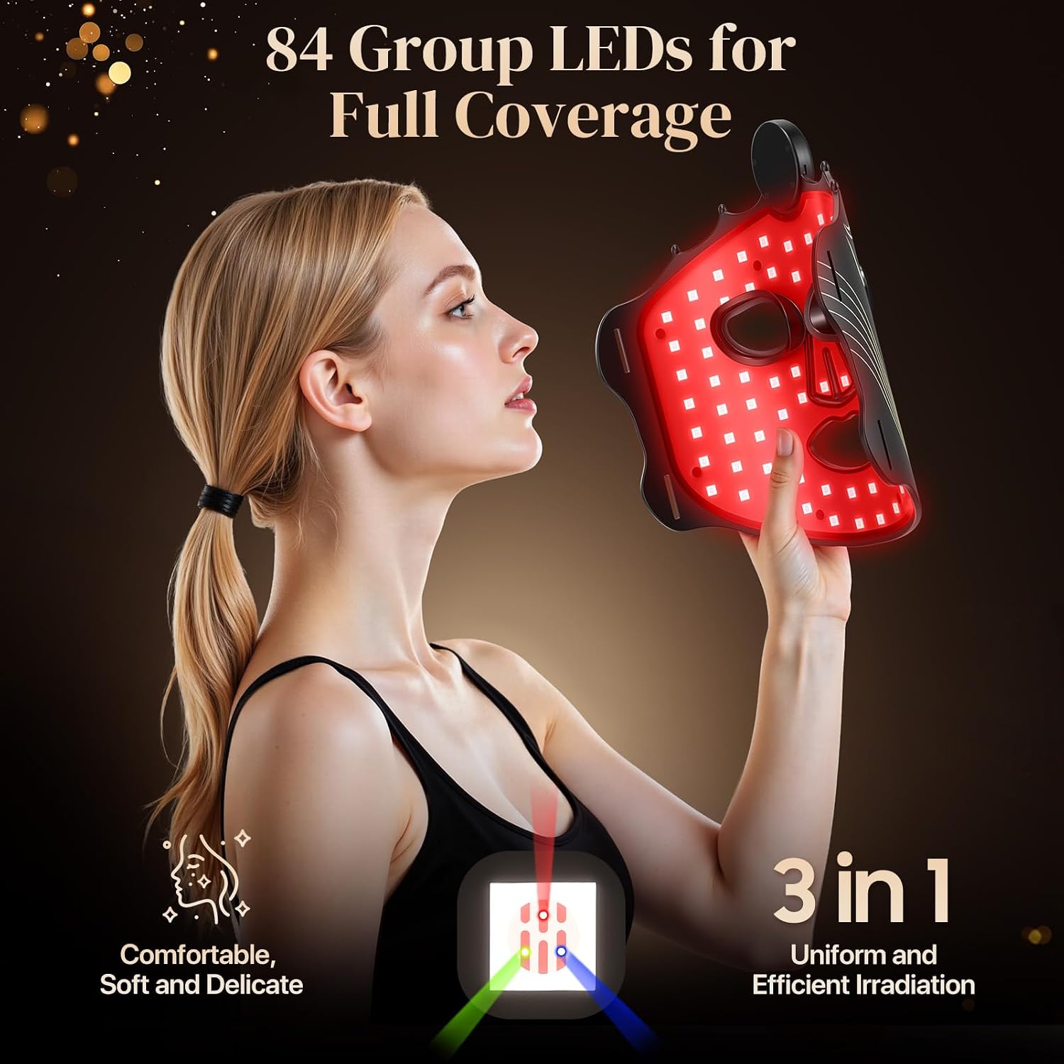 Detalle 2 de UYNUY E100B LED Face Mask with 7 Light Modes and Near-Infrared Light