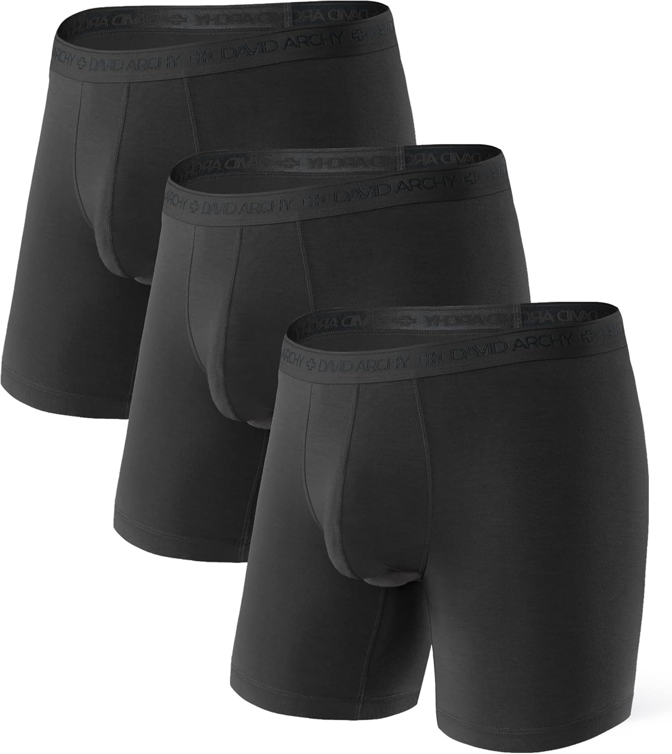 Detalle de DAVID ARCHY Men's Modal Underwear Boxer Briefs & Trunks: Dual Pouch, Breathable Comfort, 3–4 Pack