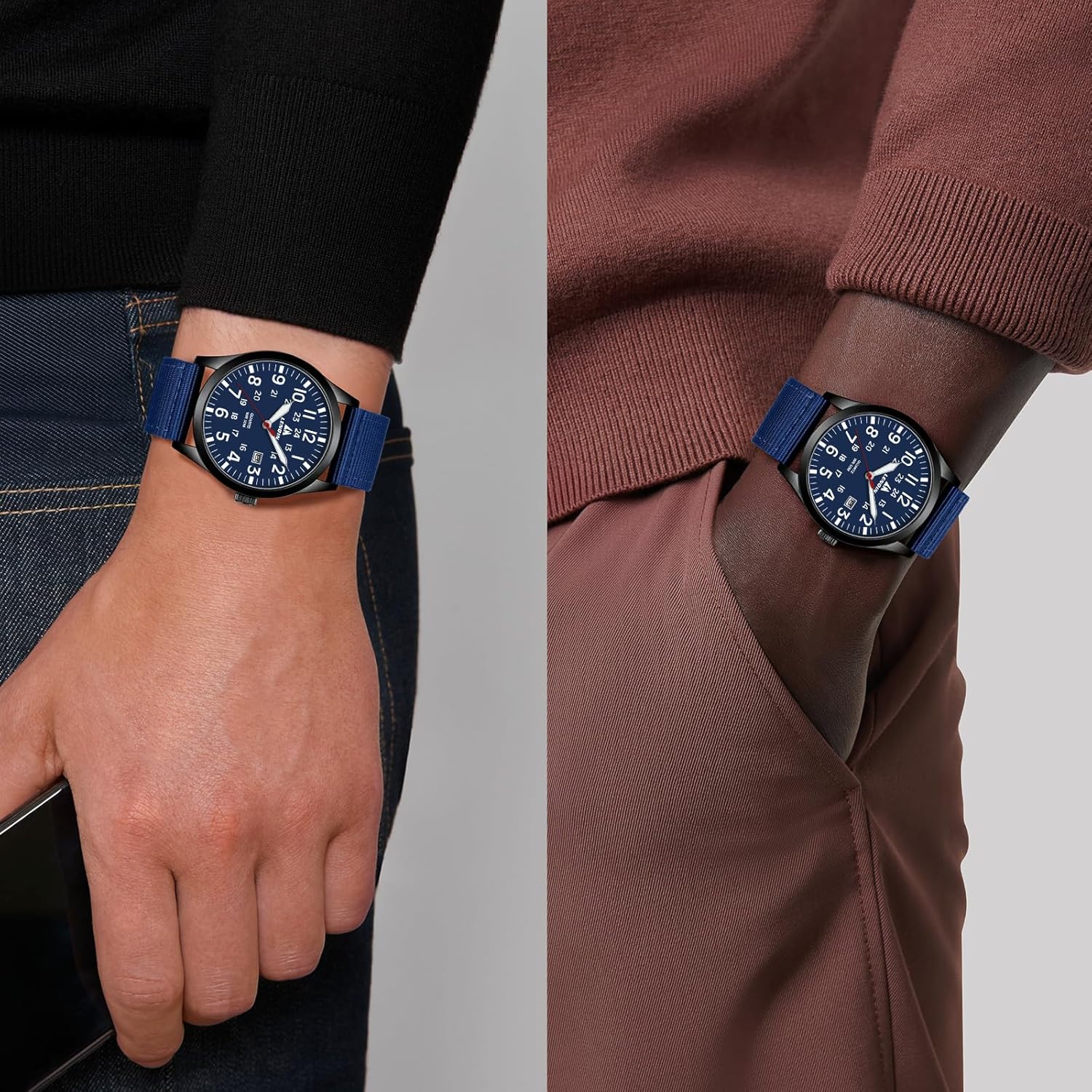 Thumbnail 5 de LN LENQIN 42 mm Militäruhr 30M wasserdicht