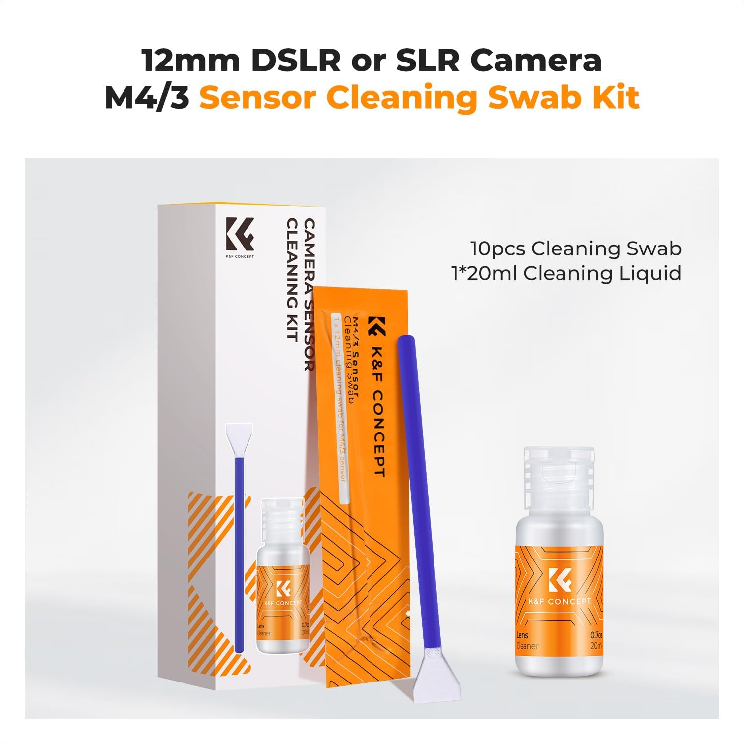Thumbnail 1 de K&F CONCEPT Micro Four Thirds Sensor Cleaning Kit — 10 x 12mm Swabs + 20ml Cleaner