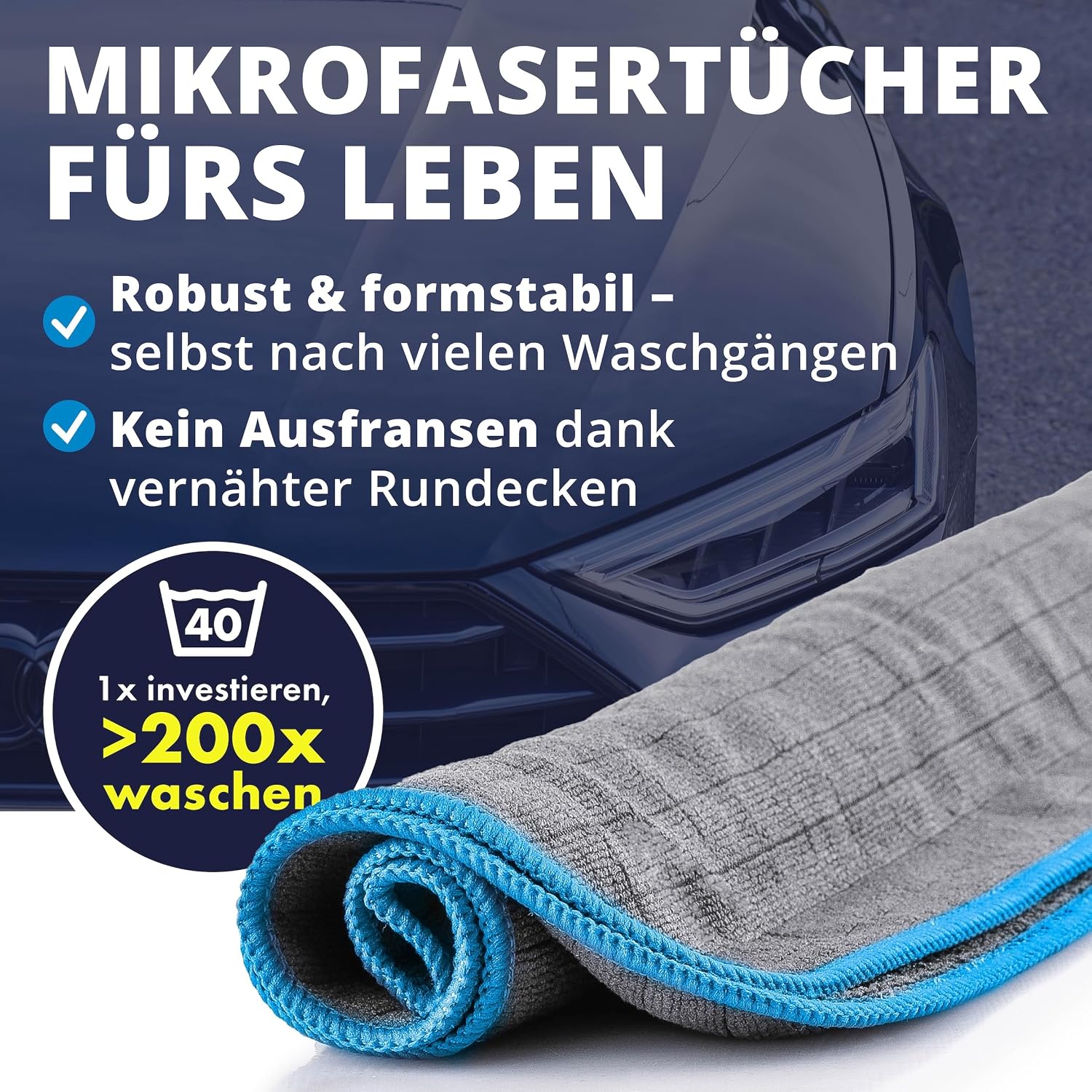 Detalle 2 de LICARGO Lot de 6 chiffons en microfibre 380 g/m² 40 x 40 cm – Chiffons non pelucheux pour voiture, moto et maison