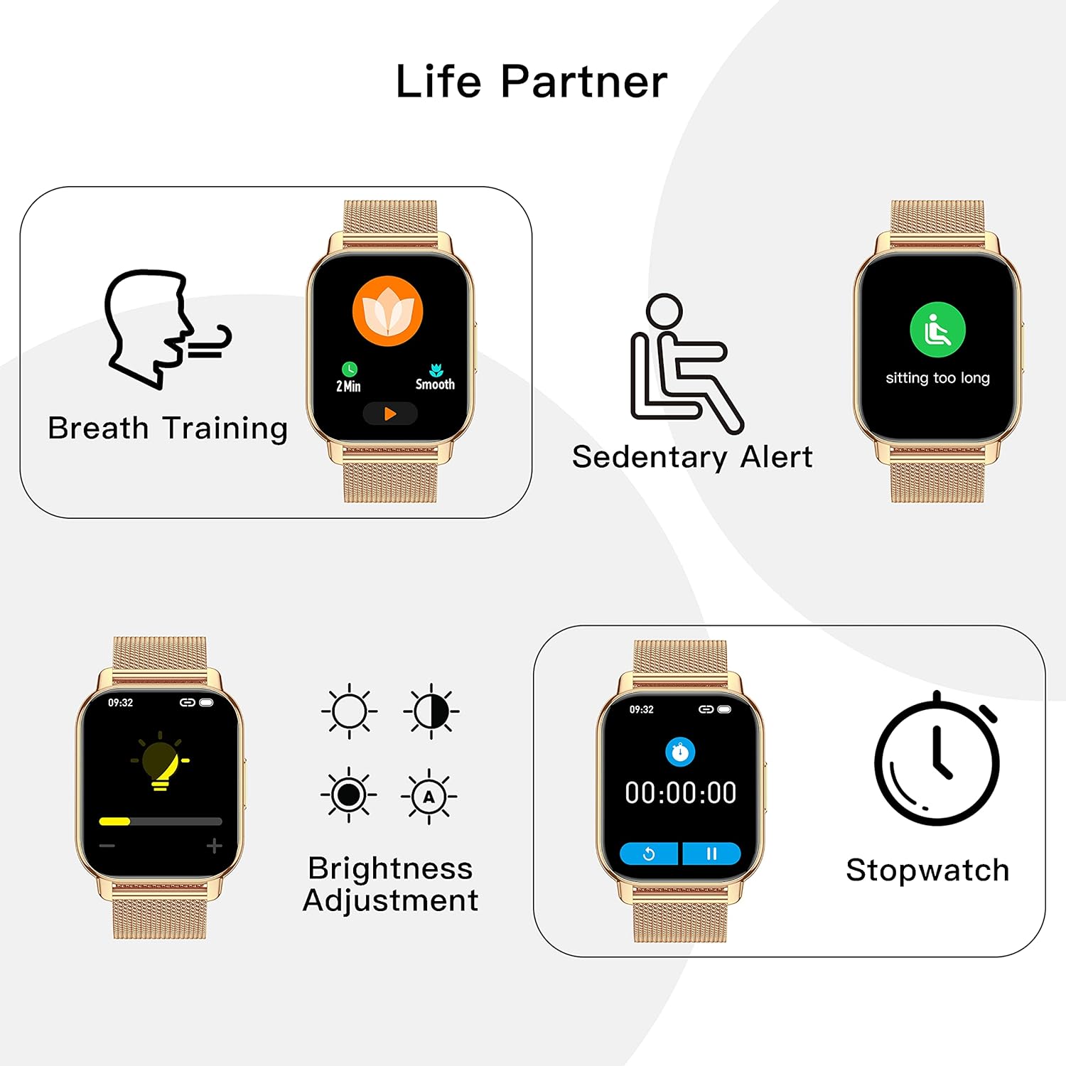 Thumbnail 3 de Popglory Smart Watch 44mm 1.85" with heart-rate monitor
