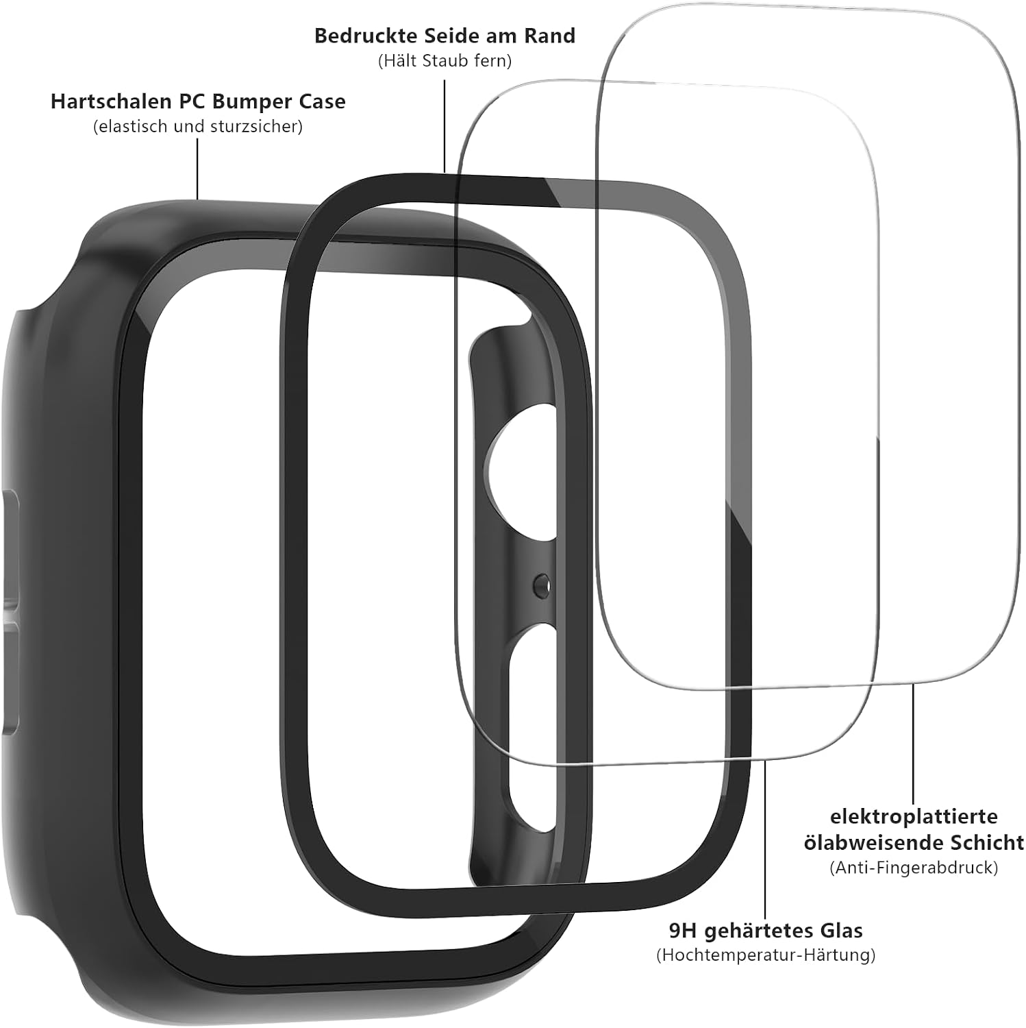 Detalle 2 de Lovmunia 6‑Stück Schutzhülle für Apple Watch 40 mm mit integriertem Displayschutz – kompatibel mit SE3(2025)/SE2/SE/6/5/4
