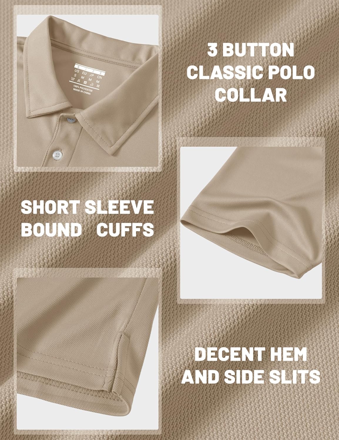 Detalle 2 de MAGCOMSEN Men's Quick-Dry Polo Shirt, Short-Sleeve Pique Jersey