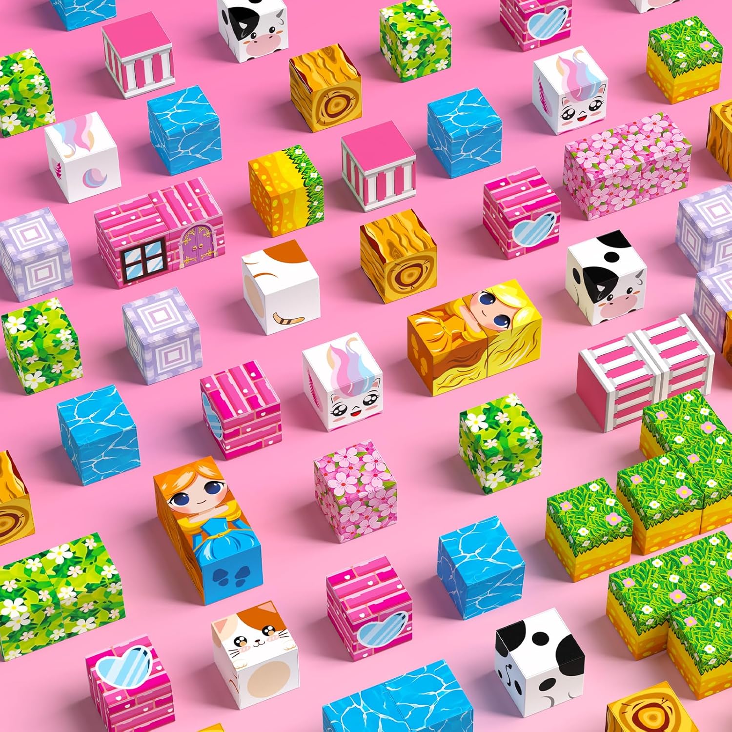 Thumbnail 1 de SSAWR 48-Piece Magnetic Blocks Set (Sakura Forest) – STEM Building Toys for 3+