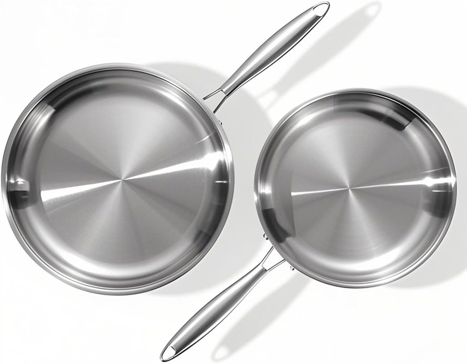 Detalle de DELARLOCHEF Dreilagige Edelstahl-Bratpfanne unbeschichtet (24/28 cm) für Induktion, Herd und Ofen