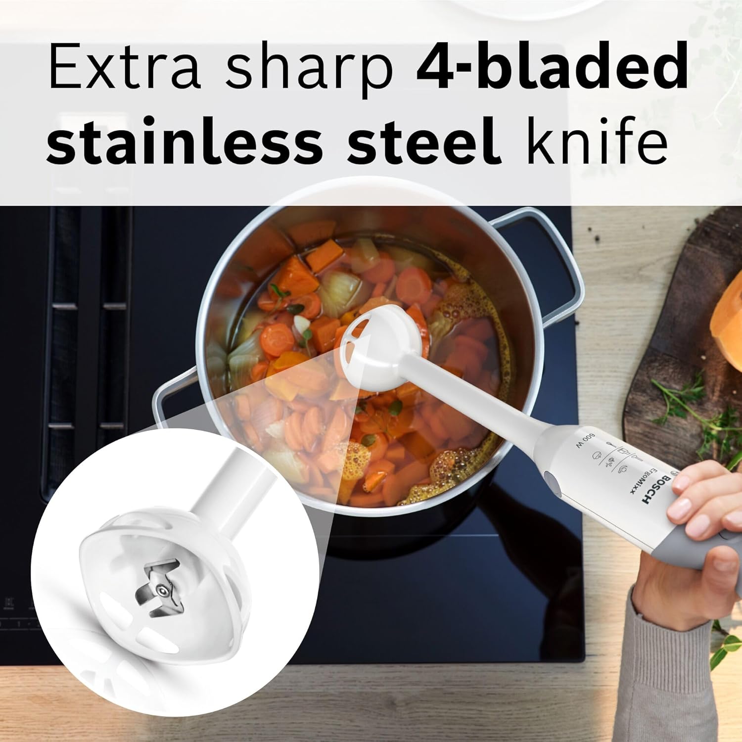 Thumbnail 4 de Bosch ErgoMixx MSM66020GB hand blender with mini chopper and beaker (600W) - white