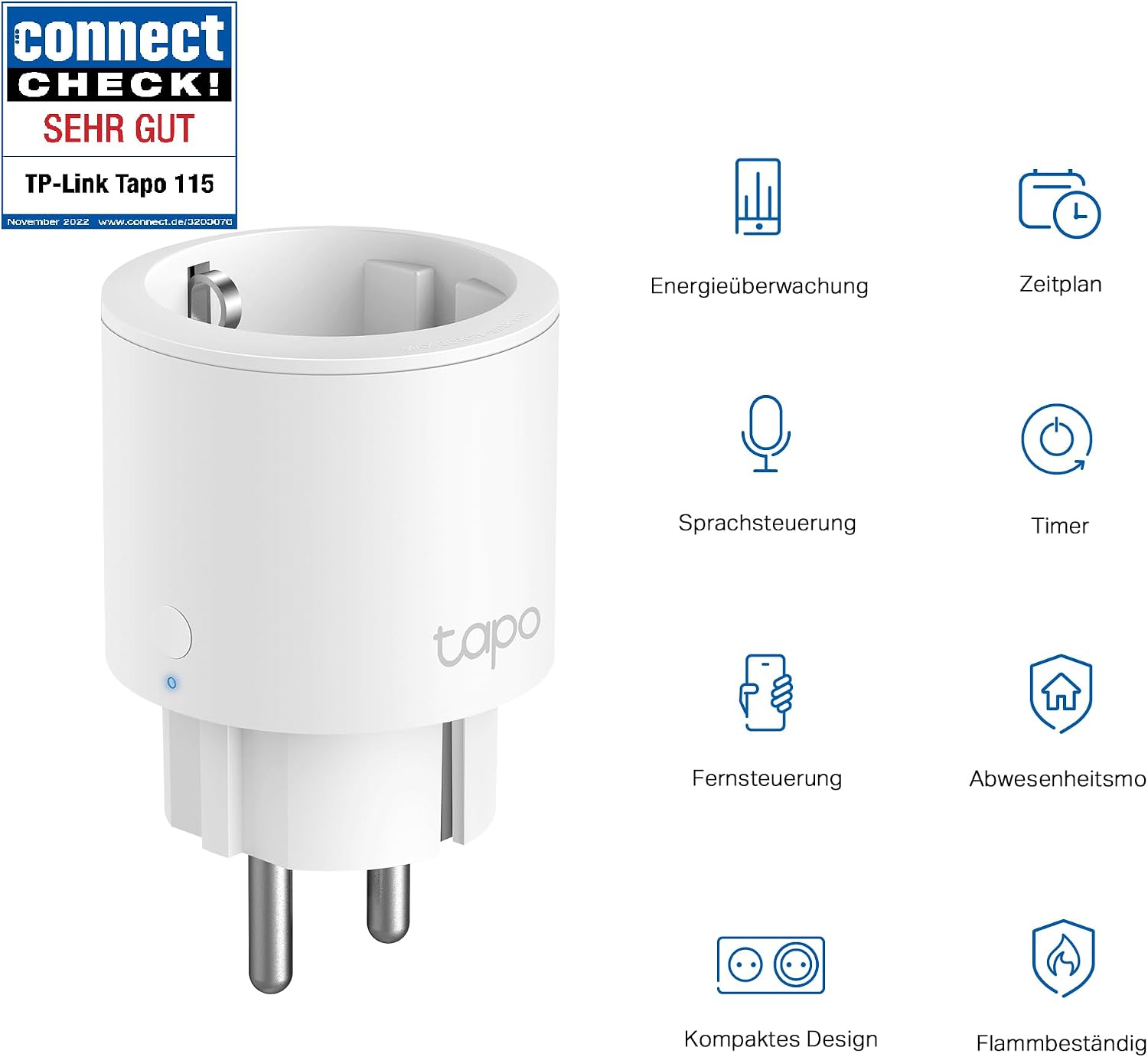 Detalle de Tapo P115 Smart WLAN-Steckdose mit Energiemonitoring – kompakt, ohne Hub