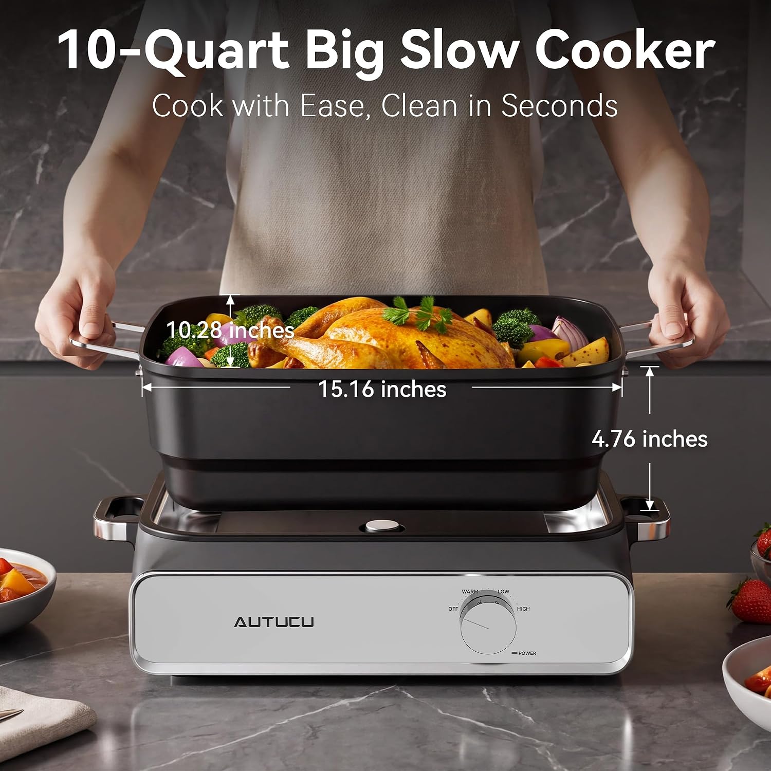 Detalle 2 de AUTUCU Slow Cooker 10-Quart