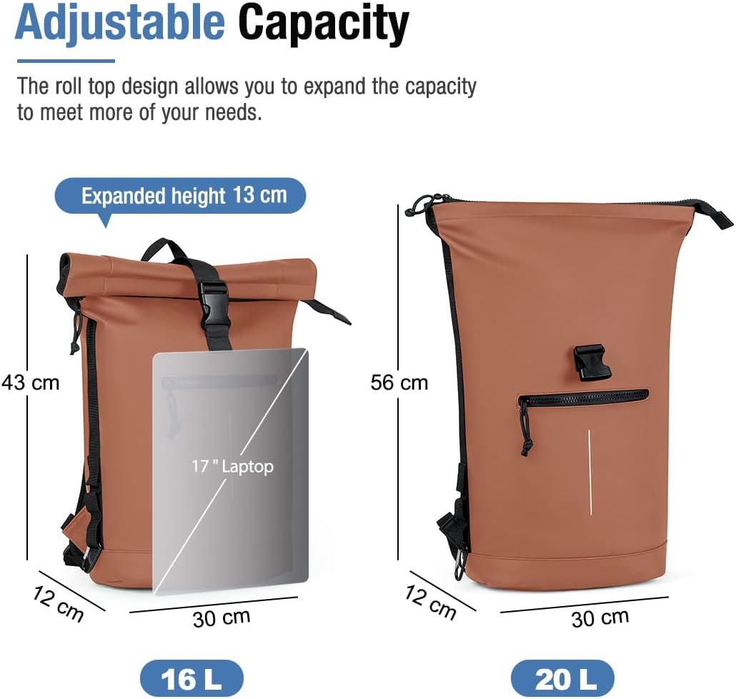 Thumbnail 1 de Lekeinchi Rolltop Rucksack: Wasserdicht, flexibel und geeignet für Laptop bis 17 Zoll